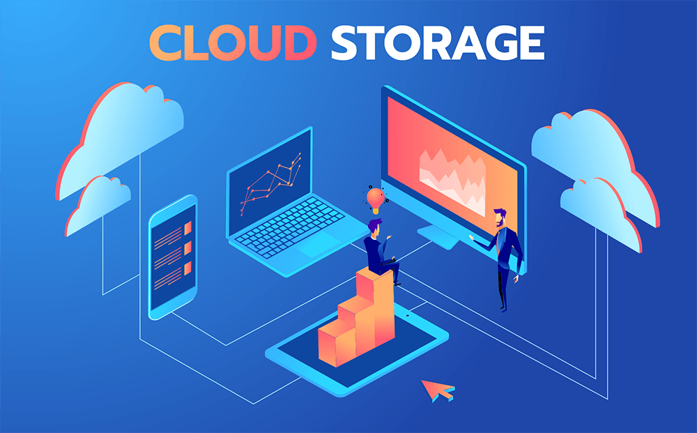 An illustration depicting different forms of cloud storage solutions and how they affect business operations