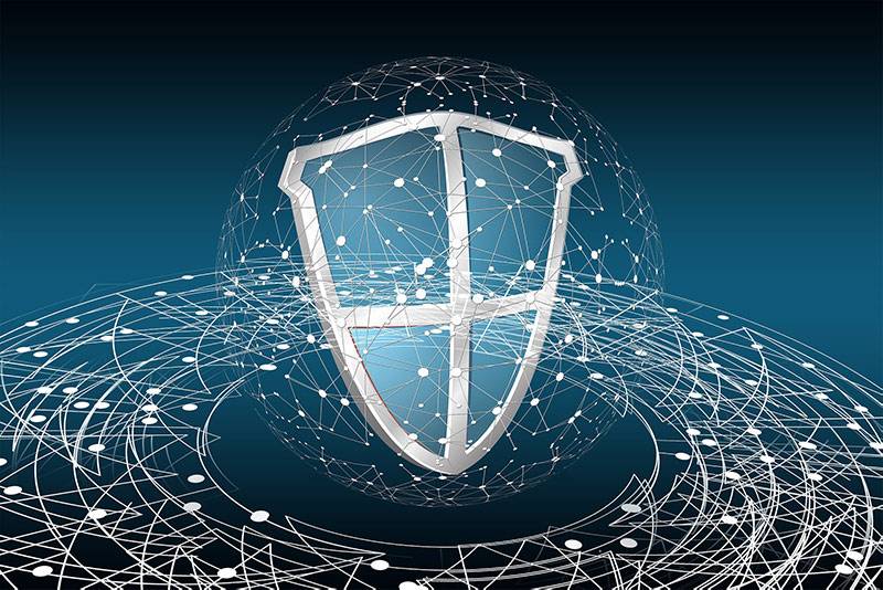 managedit An image of a shield encircled by various lines and connections representing the goal of Managed IT Services to provide round the clock protection against cyberattacks